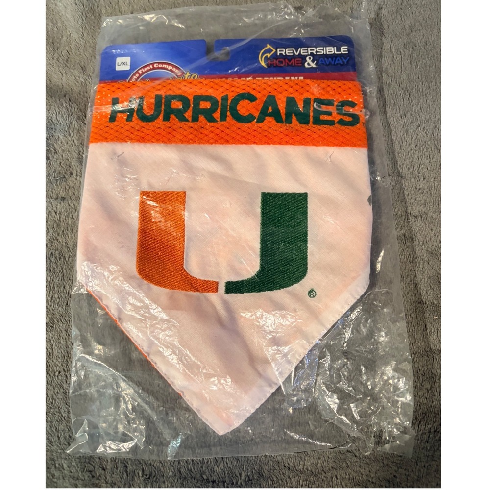 Pets First Miami Hurricanes Reversible Pet Bandana Collar Large XL NCAA MIA-3217